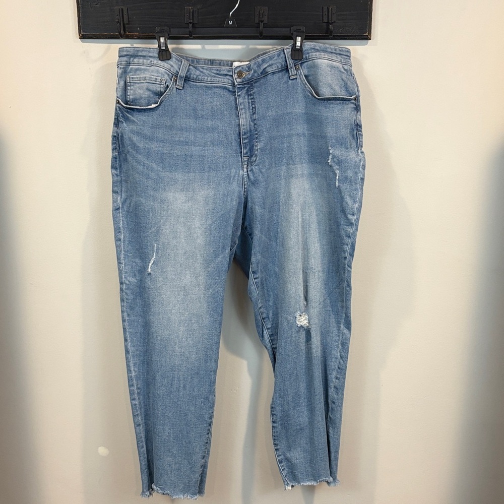 Pistola Light Wash Distressed Raw Hem Jeans Size 22W
